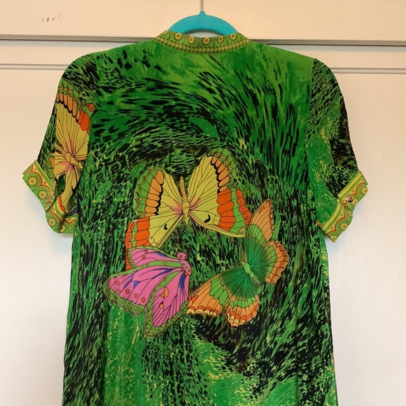 Queen Mulock 💯 Silk butterfly t shirt mini dress - Picture 7 of 17